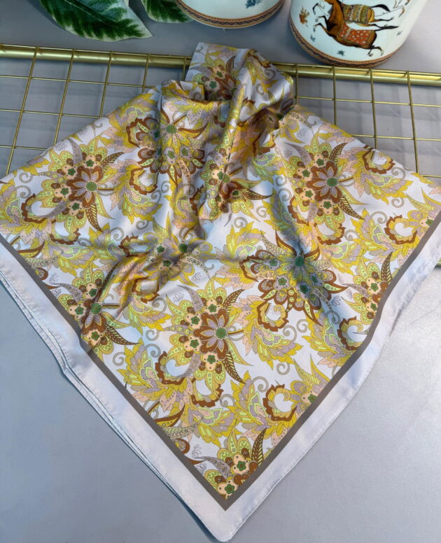 Mimoza Desen Vual İpek Eşarp-6203408-Yeşil