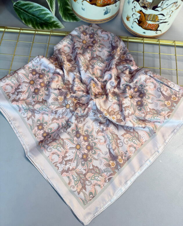 Mimoza Desen Vual İpek Eşarp-6203408-Pembe İnci
