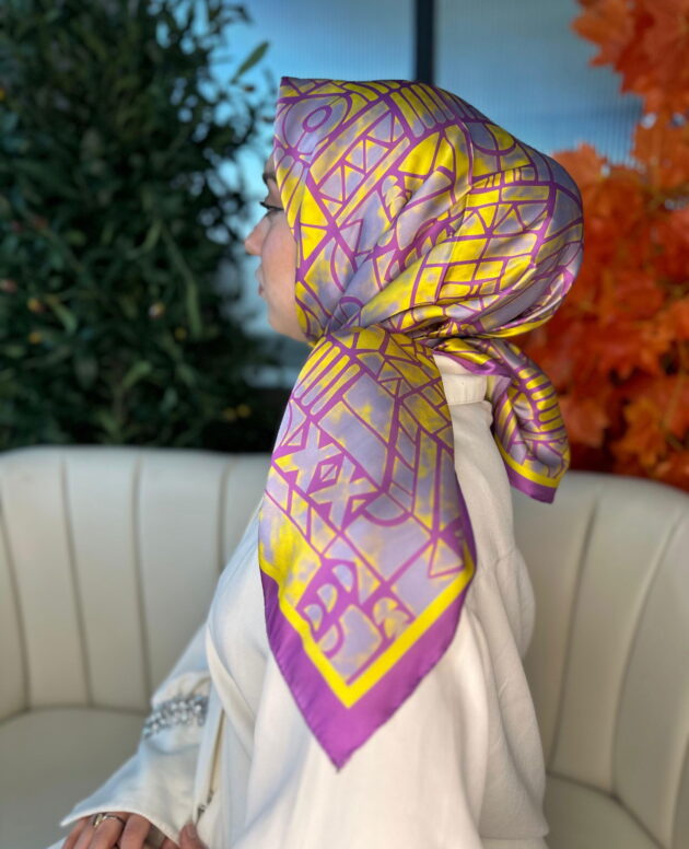 Oxxo Desen Vual İpek Eşarp-6203662-Sarı