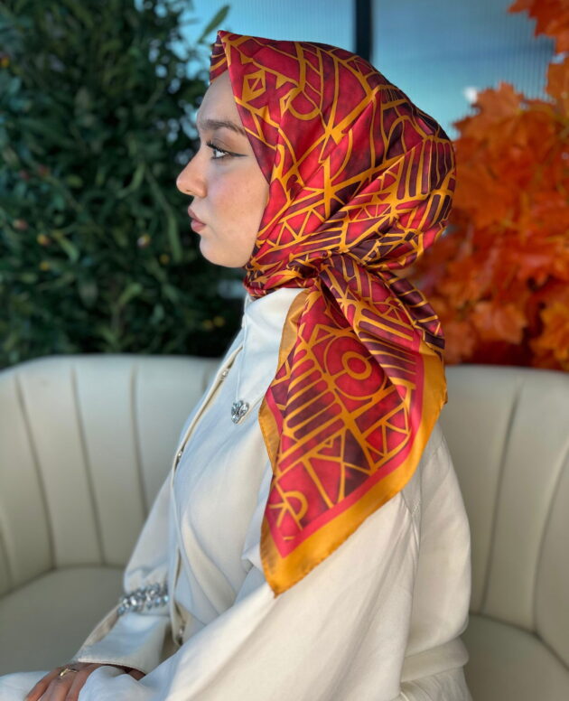 Oxxo Desen Vual İpek Eşarp-6203662-Taba