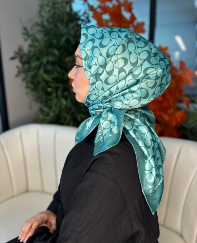Coach Desen Vual İpek Eşarp-86826-Mint