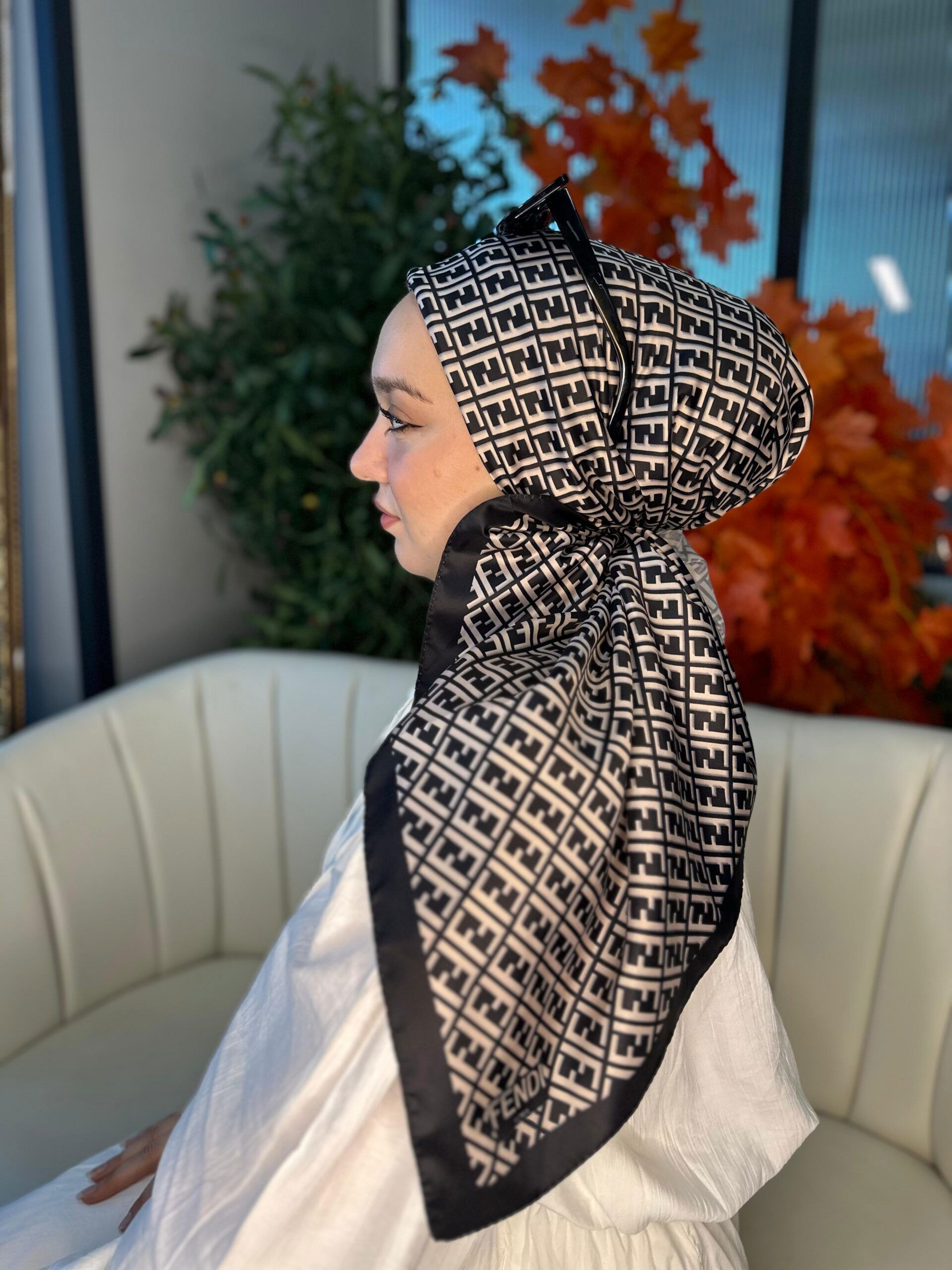 Fendi Desen Vual İpek Eşarp-6204527-Taş