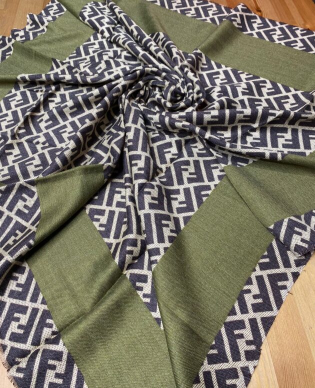 F Desen % 100 Kaşmir Eşarp - Çay Ağacı