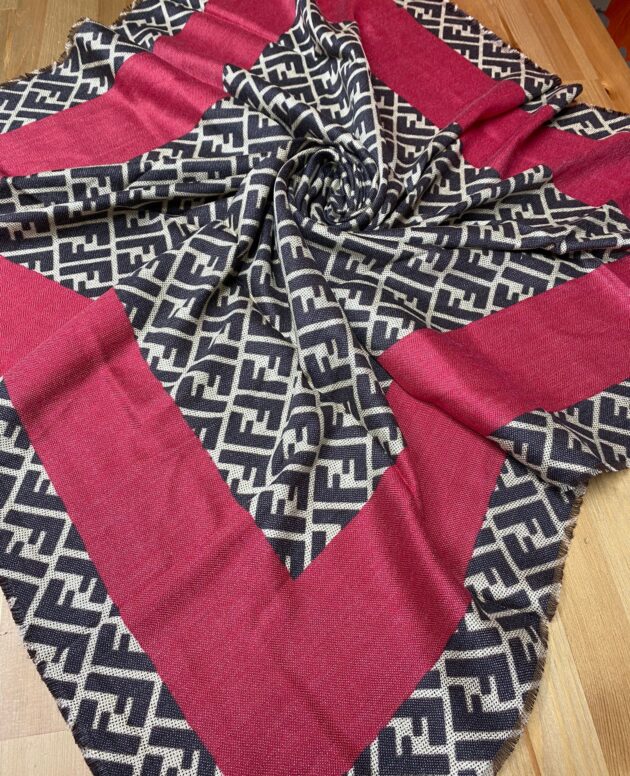 F Desen % 100 Kaşmir Eşarp - Fuşya