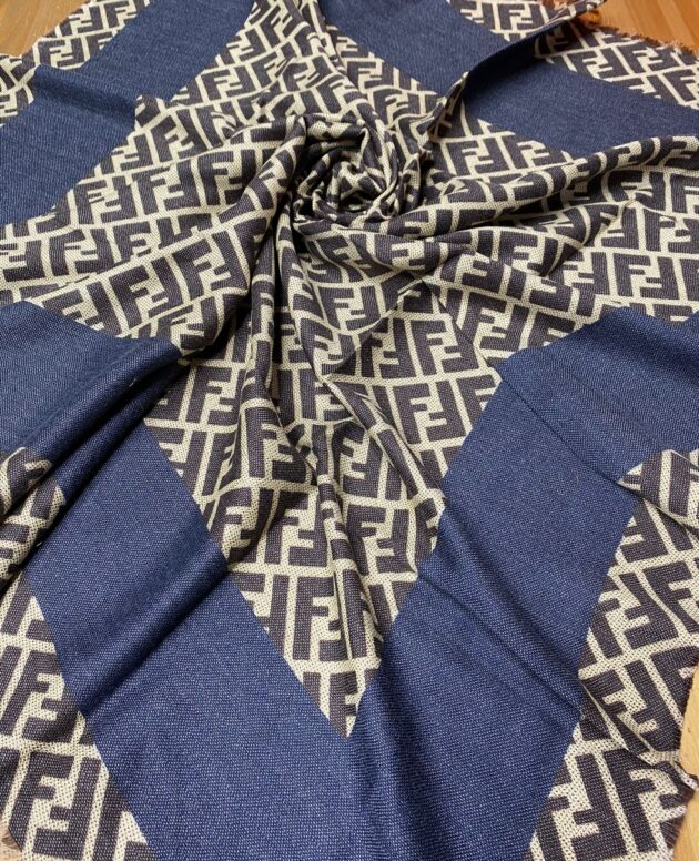 F Desen % 100 Kaşmir Eşarp - Kot Mavisi