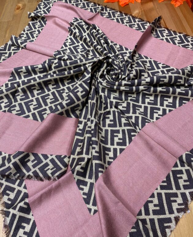 F Desen % 100 Kaşmir Eşarp - Pamuk Şekeri