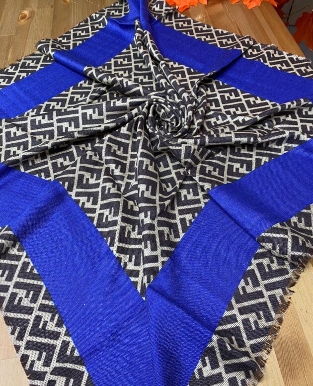 F Desen % 100 Kaşmir Eşarp - Saks