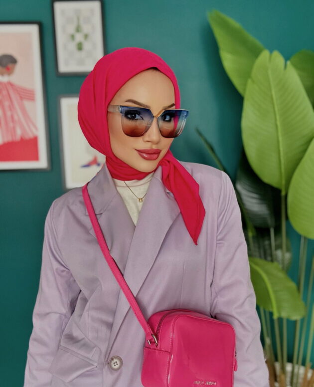 LV Krep Kraş Jakar Eşarp 50971 - Fuşya