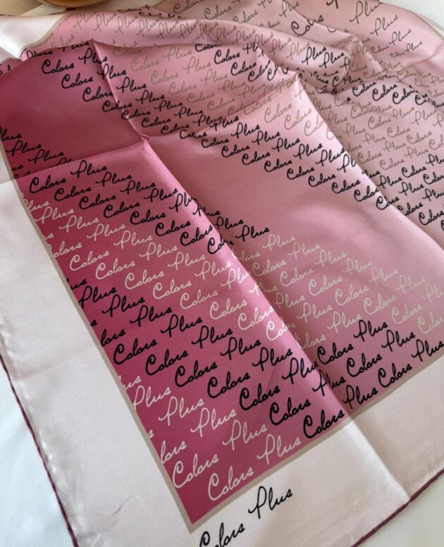 COLOR PLUS YAZILI &100 İPEK EŞARP 145631- PUDRA