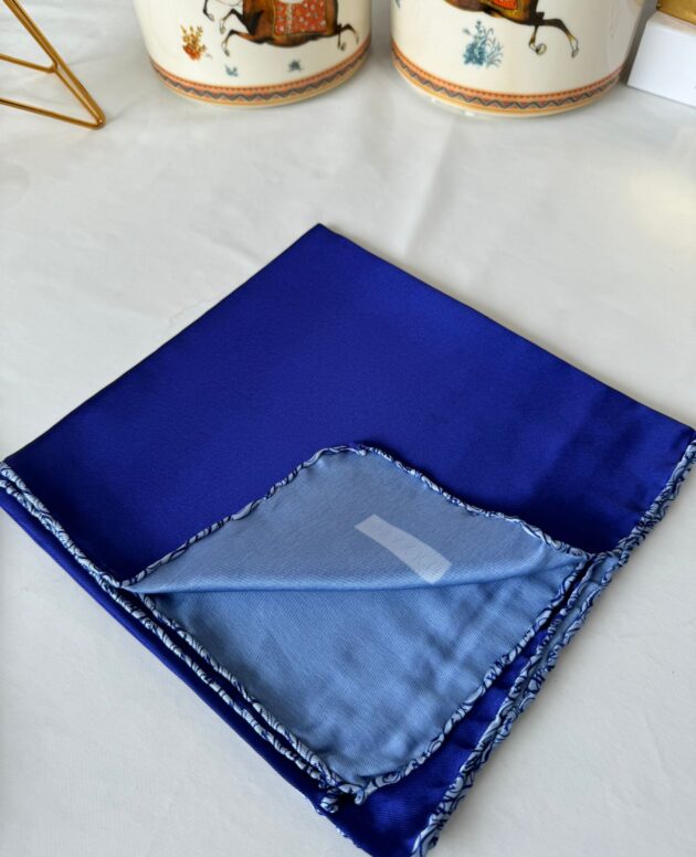 Vakko Çift Taraflı 12 mm %100 İpek Eşarp 10044 - Saks / Mavi