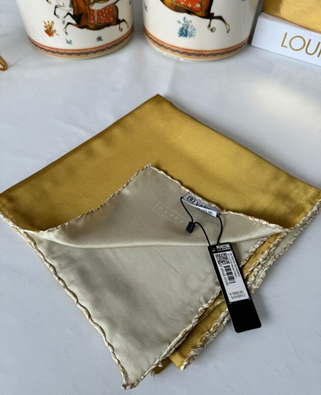 Vakko Çift Taraflı 12 mm %100 İpek Eşarp 10044 - Gold /Bej