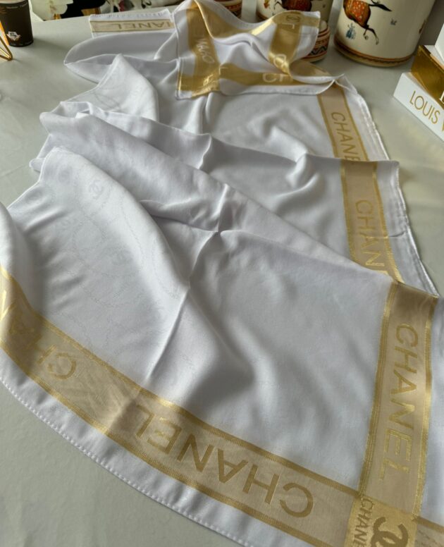 CHANEL YÜN İPEK ŞAL EŞARP 10446 - Beyaz